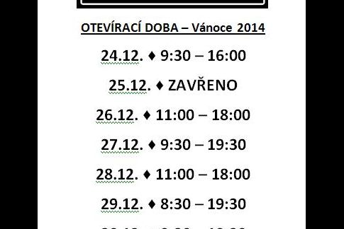 ◄OTEVÍRACÍ DOBA MEZI SVÁTKY►