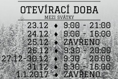 • Otevírací doba na zbylé dny tohoto roku •